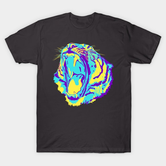 Colorful Tiger Head T-Shirt by BoombasticArt